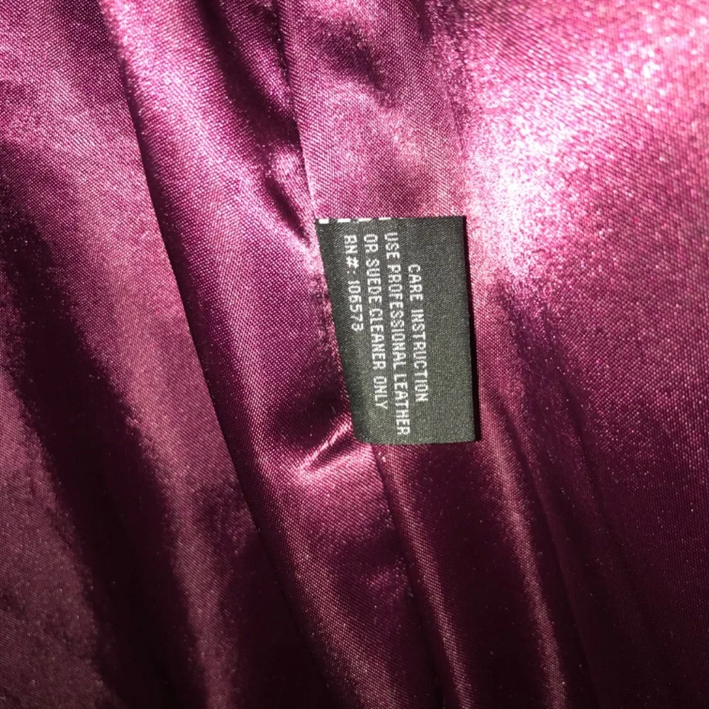 Vintage 90s Women Oscar Piel Dark Burgundy Genuine 100% Leather Jacket Coat 2XL - Picture 8 of 13